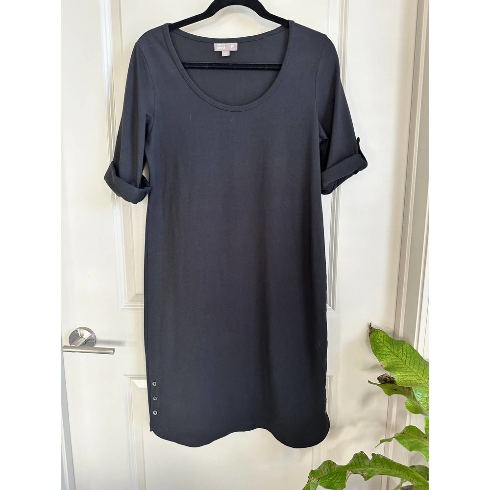 J. Jill Perfect Pima Black Knit 3/4 Sleeve T-Shirt Dress Sz. Small